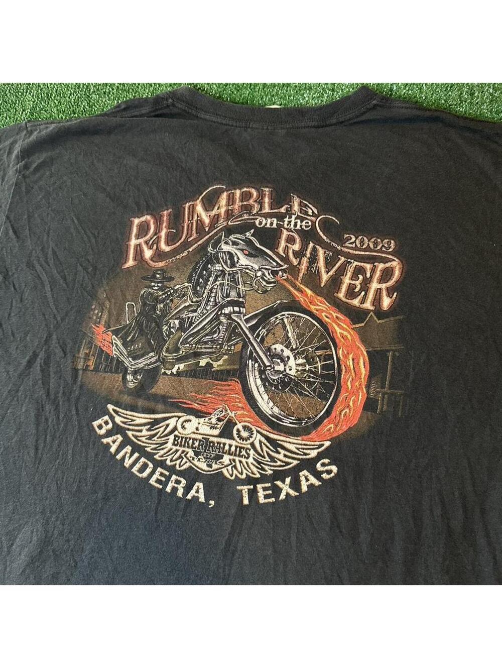 Vintage 2009 Rumble On the River Bandera Texas Biker Rally Tee